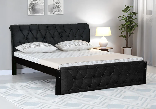 Eden Upholstered Double Bed & Mattress Combo (Black)